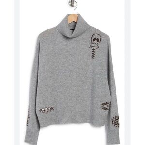 360 CASHMERE Florence Skull-Print Roll-neck Cashmere sweater